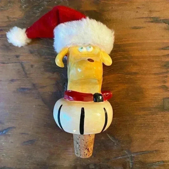 Holiday Doggie Ceramic Cork Bottle Stopper NWOT - Picture 2 of 3